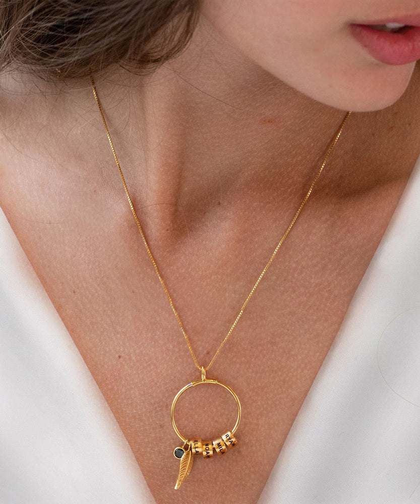 Customized Leaf Beaded Birthstone Necklace