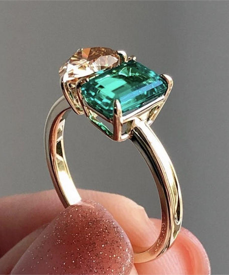 Crystal-Clear Double Square & Tear Ring