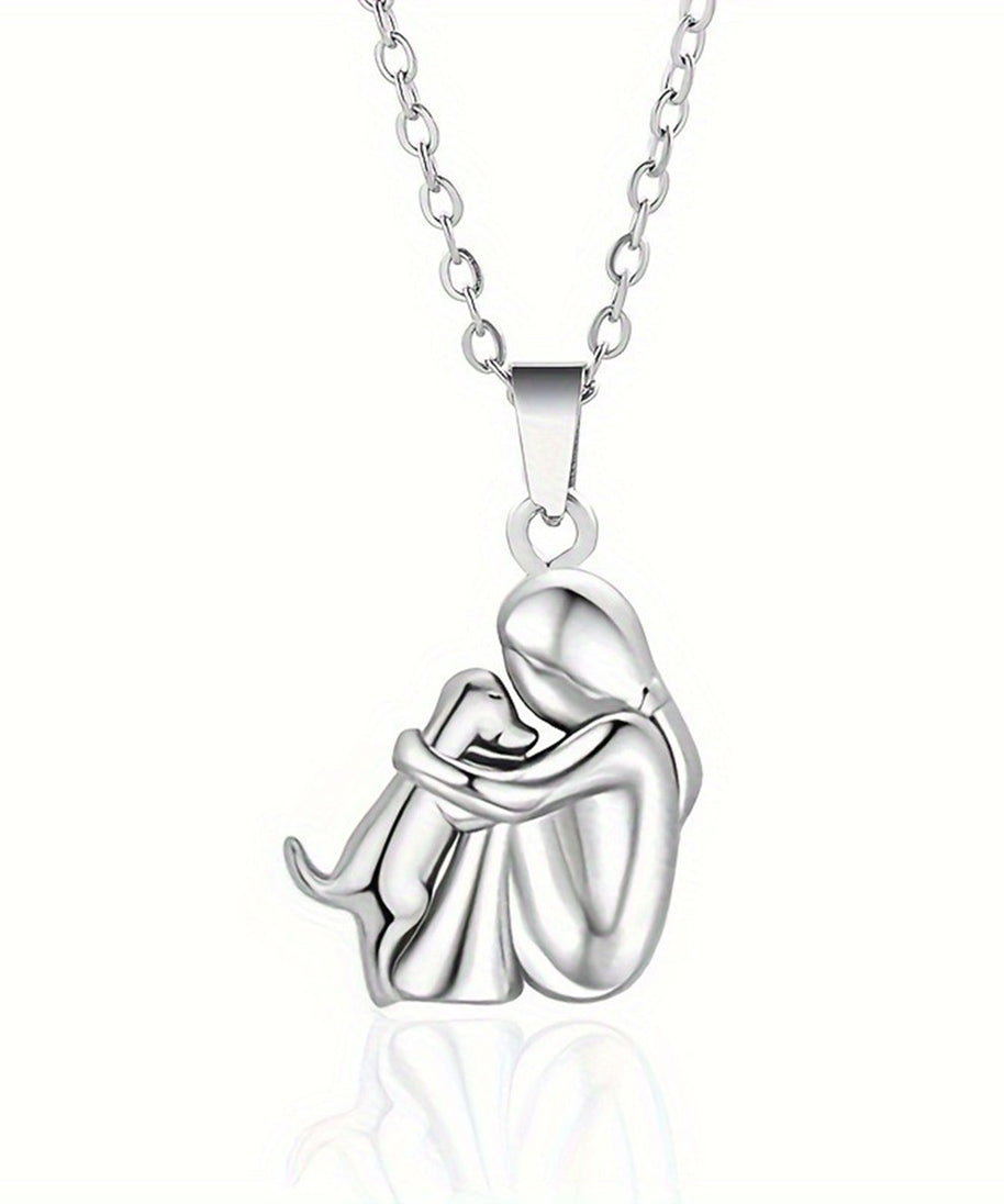 Girl & Dog Huging Earrings Stud