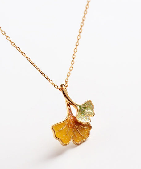 Autumn Winds Ginkgo Biloba Leaf Necklace