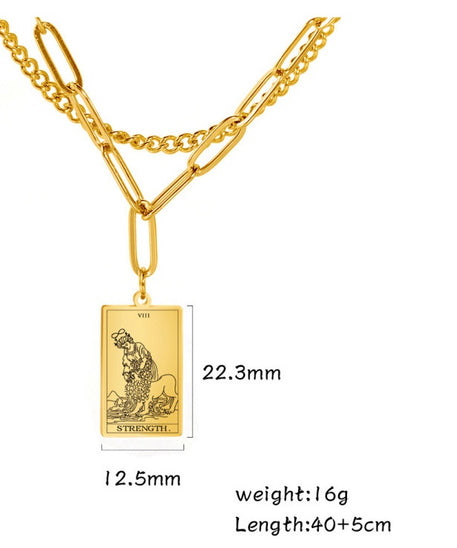 THINK HAVE Twelve Constellation Tarot Necklace Retro Constellation Necklace