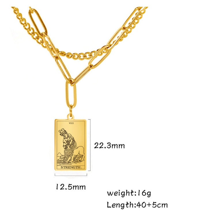 THINK HAVE Twelve Constellation Tarot Necklace Retro Constellation Necklace