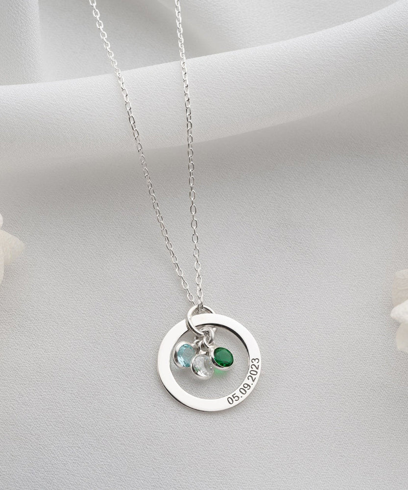 Cradled Personalized Birthstone Circle Necklace