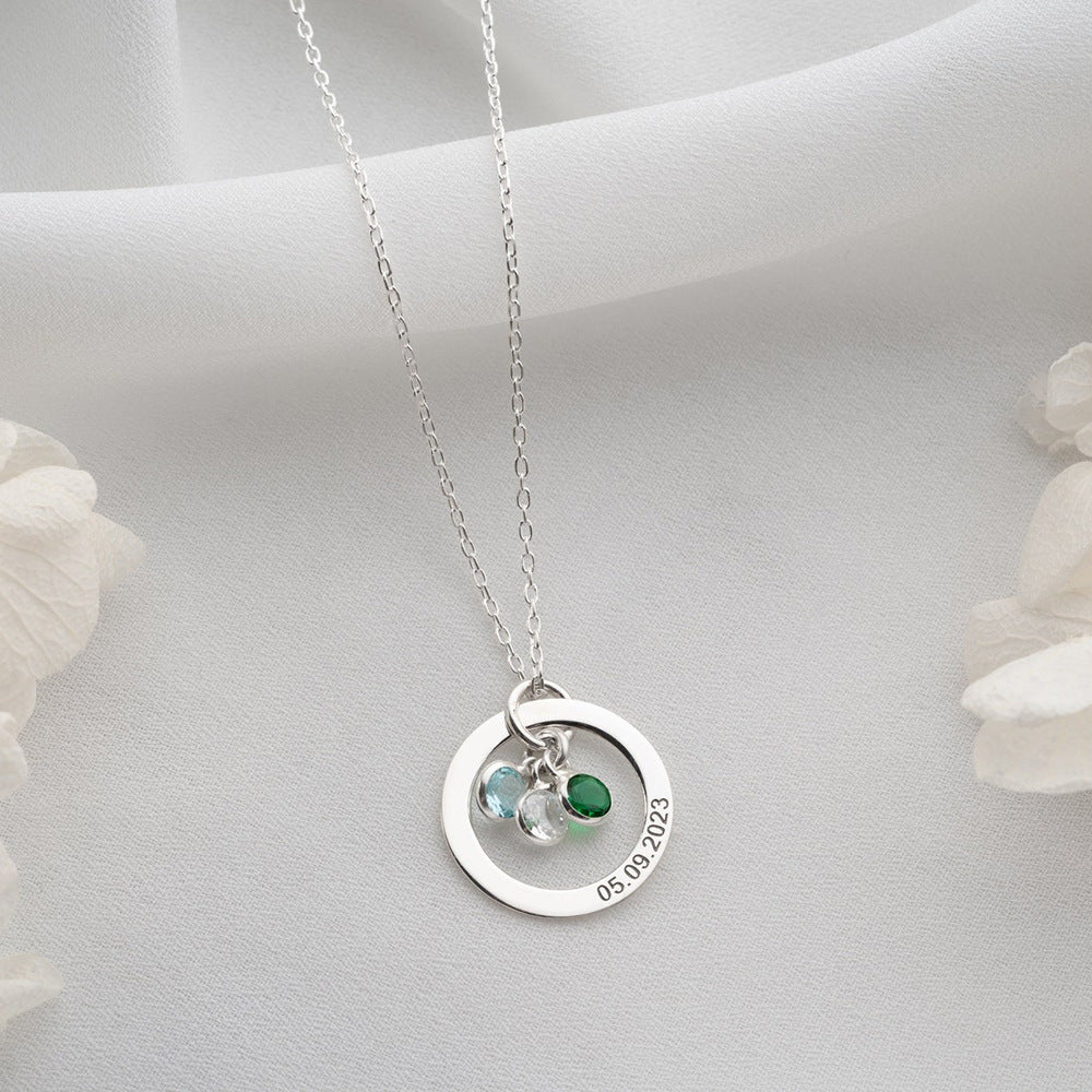 Cradled Personalized Birthstone Circle Necklace