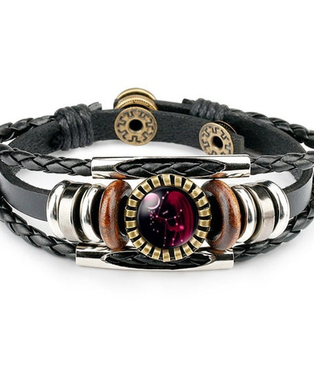Colorful Zodiac Sign Leather Bracelet
