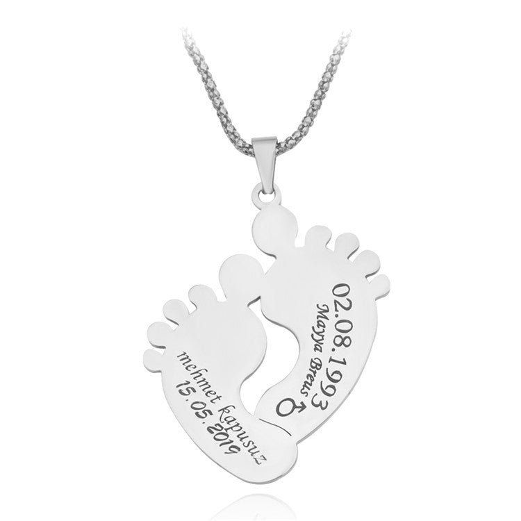 Personalized "Baby Foot Steps" Necklace