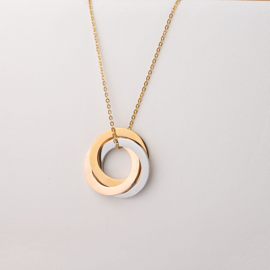 Customized Three Ring Tricolor Names Necklace