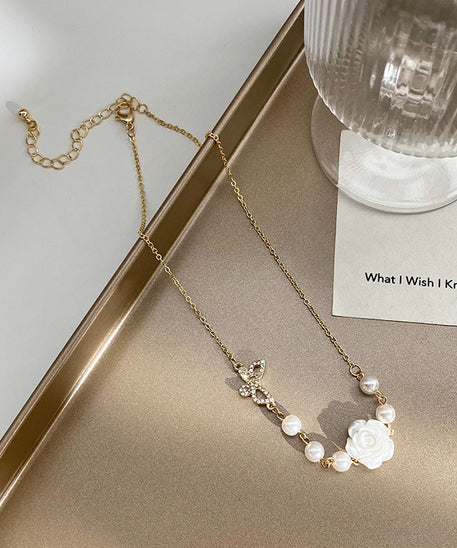 Vintage Rose Flower Necklace Clavicle Chain Necklace