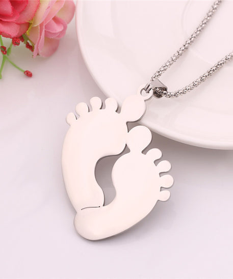 Personalized "Baby Foot Steps" Necklace