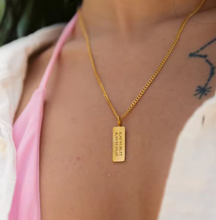 Customized Gold Bar Name Necklace