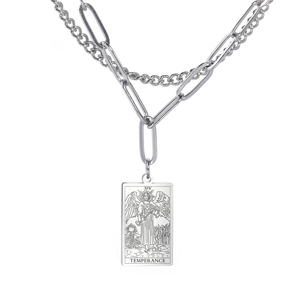 THINK HAVE Twelve Constellation Tarot Necklace Retro Constellation Necklace