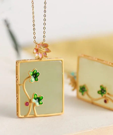 Classica Enamel Lotus Necklace