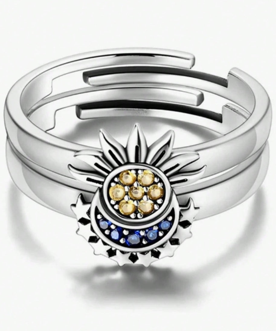 Sun-kissed, Moon-drenched Couple Rings