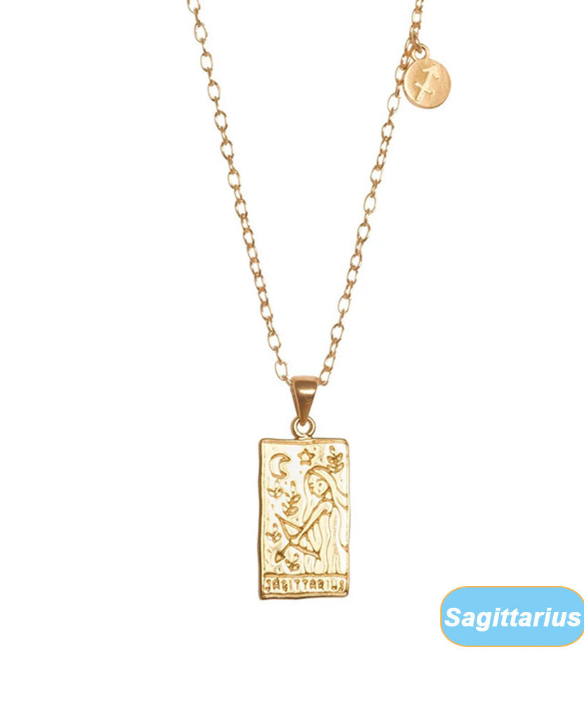 THINK HAVE Twelve Constellation Tarot Necklace Retro Constellation Necklace