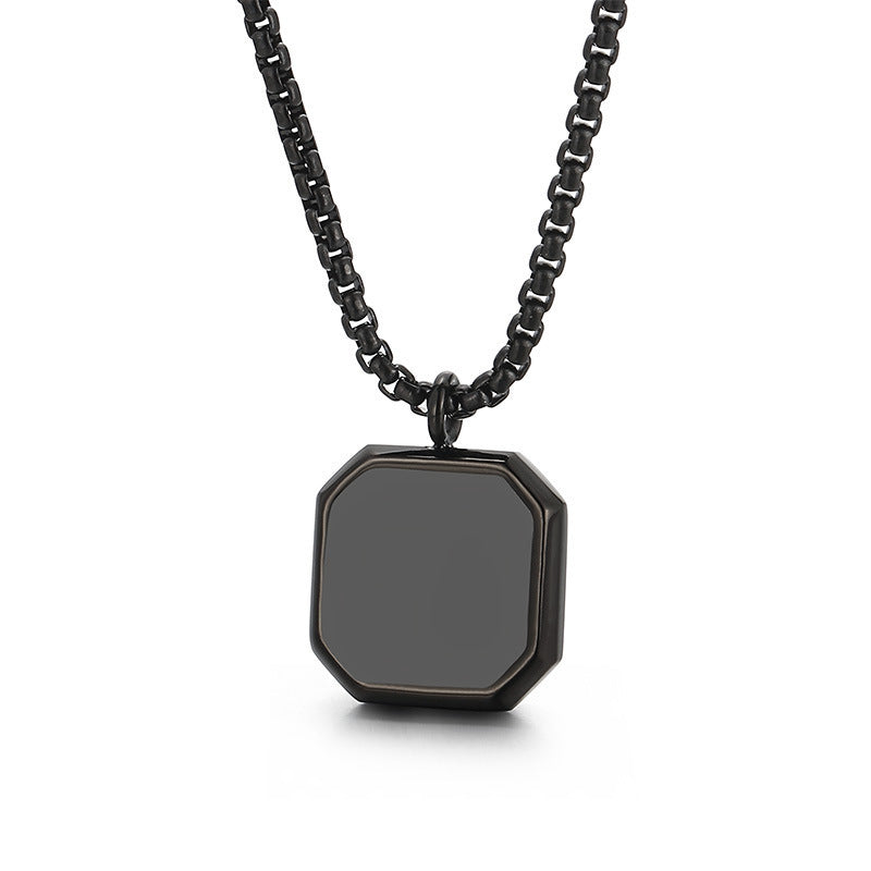 Polished Square Black Mirror Necklace