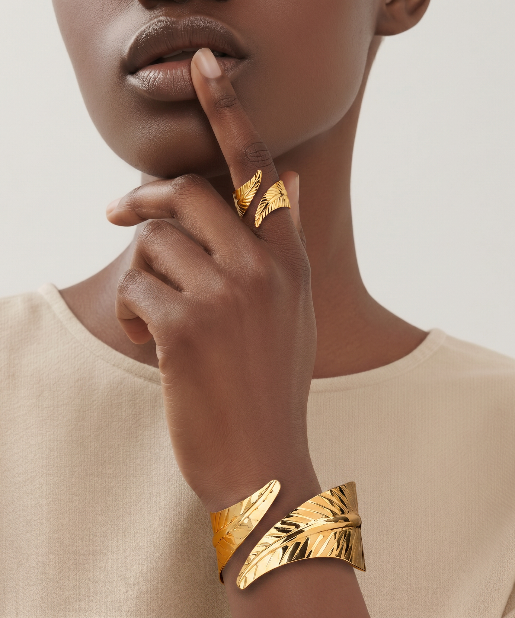 Greek Goddess Open Bracelet & Ring