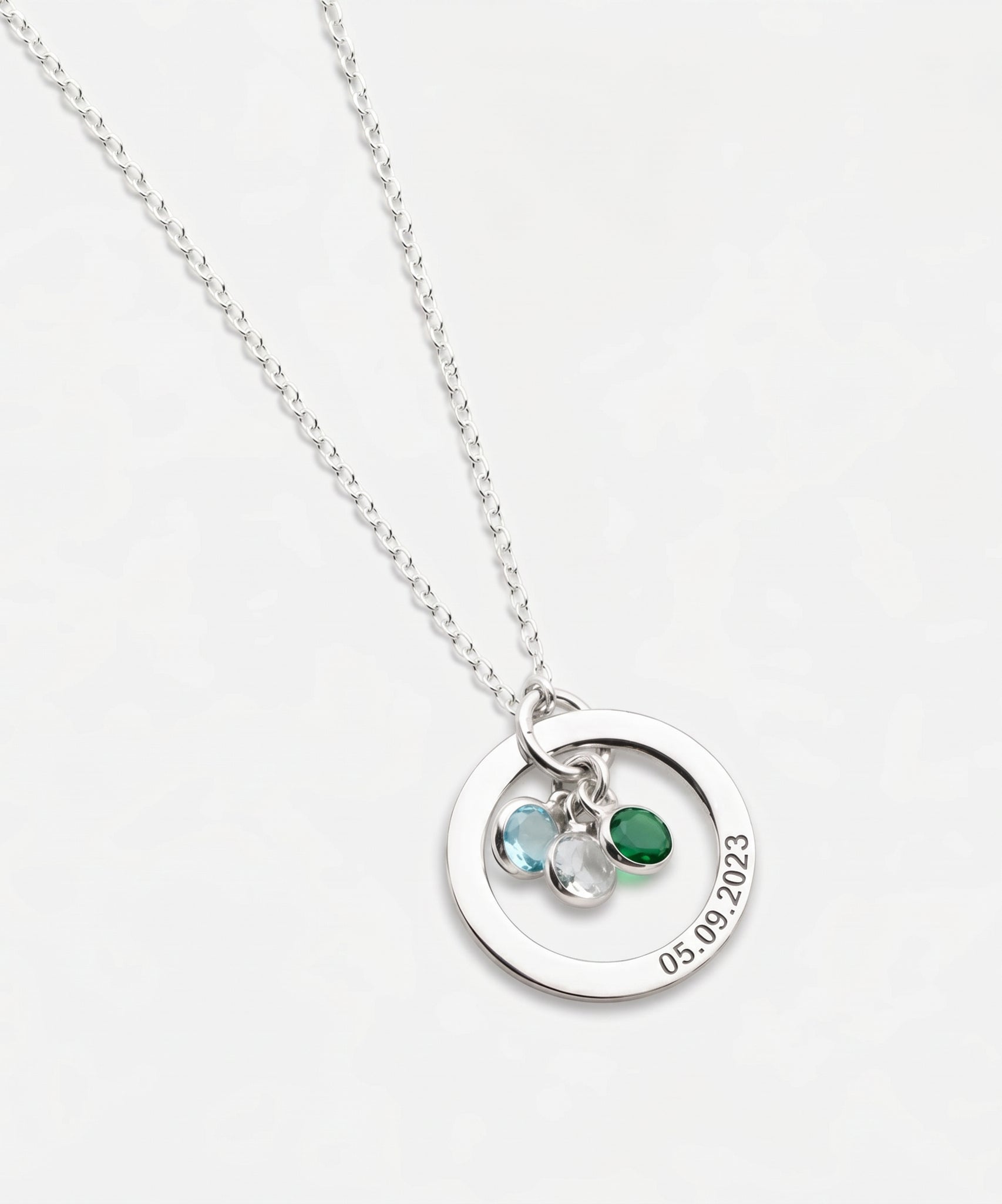 Cradled Personalized Birthstone Circle Necklace