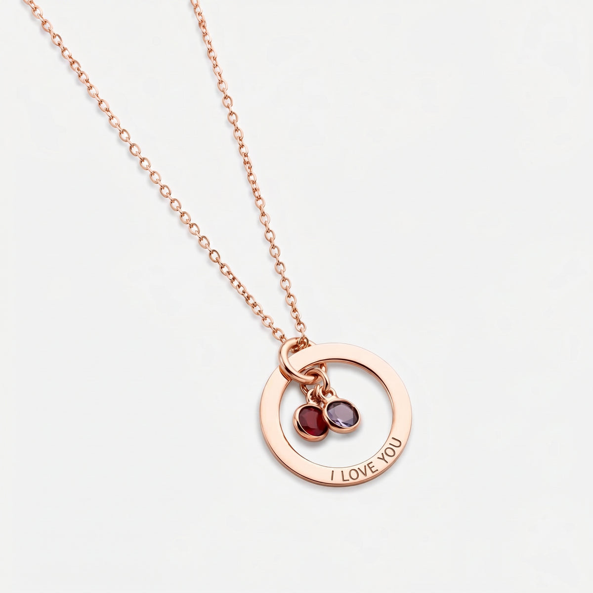 Cradled Personalized Birthstone Circle Necklace