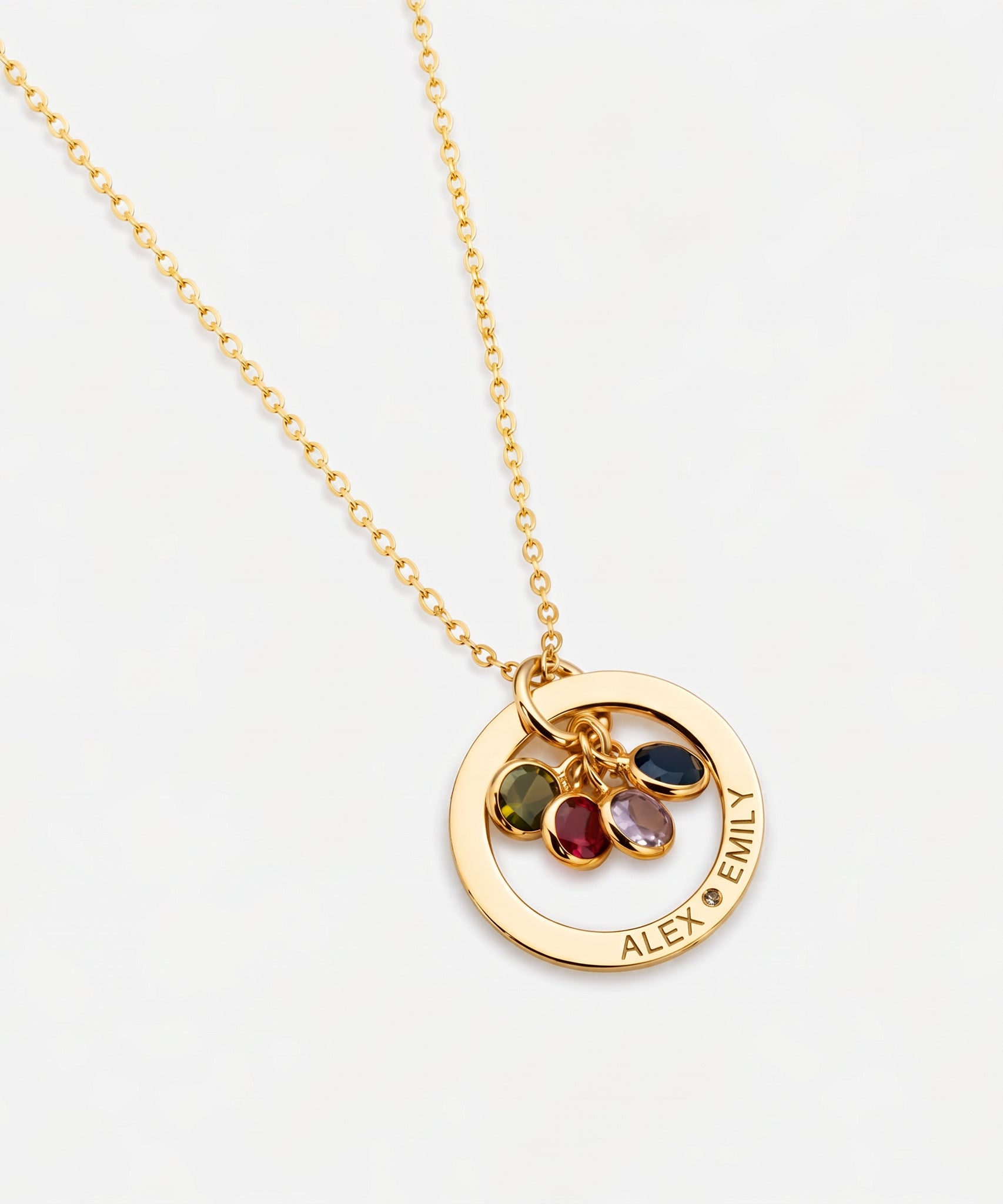 Cradled Personalized Birthstone Circle Necklace