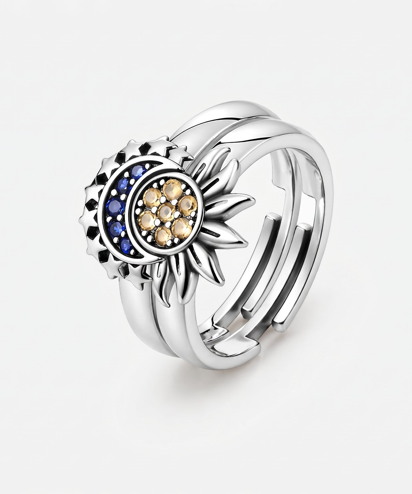 Sun-kissed, Moon-drenched Couple Rings