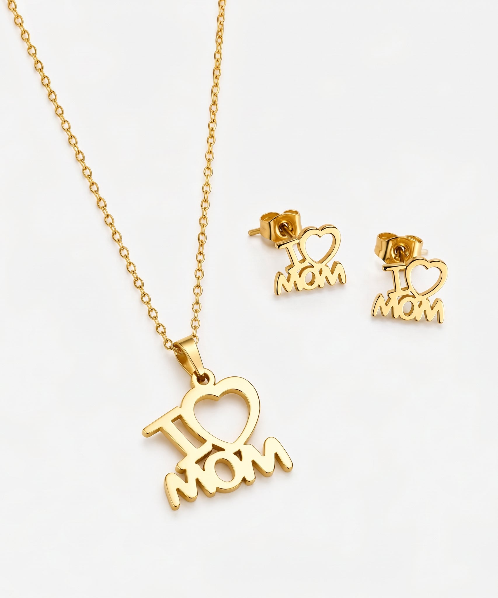 Cherished "I Love Mom" Necklace  & Earrings Set