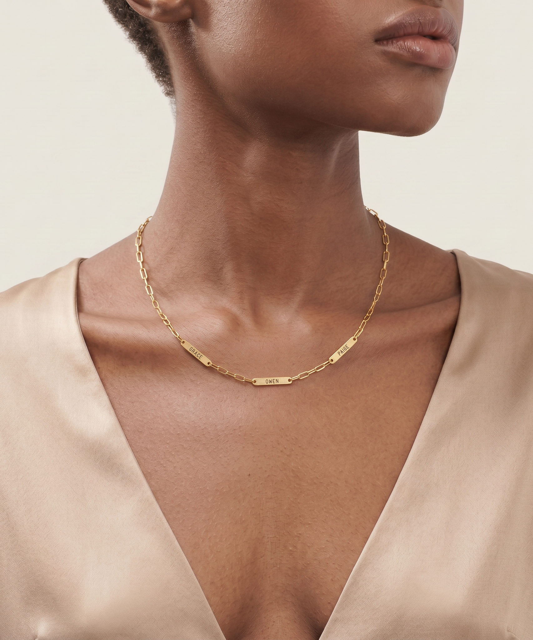 Personalized  3 Name Tag Necklace