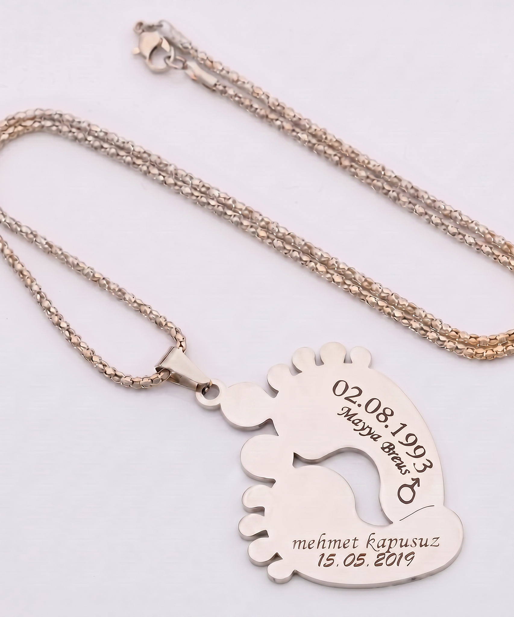Personalized "Baby Foot Steps" Necklace