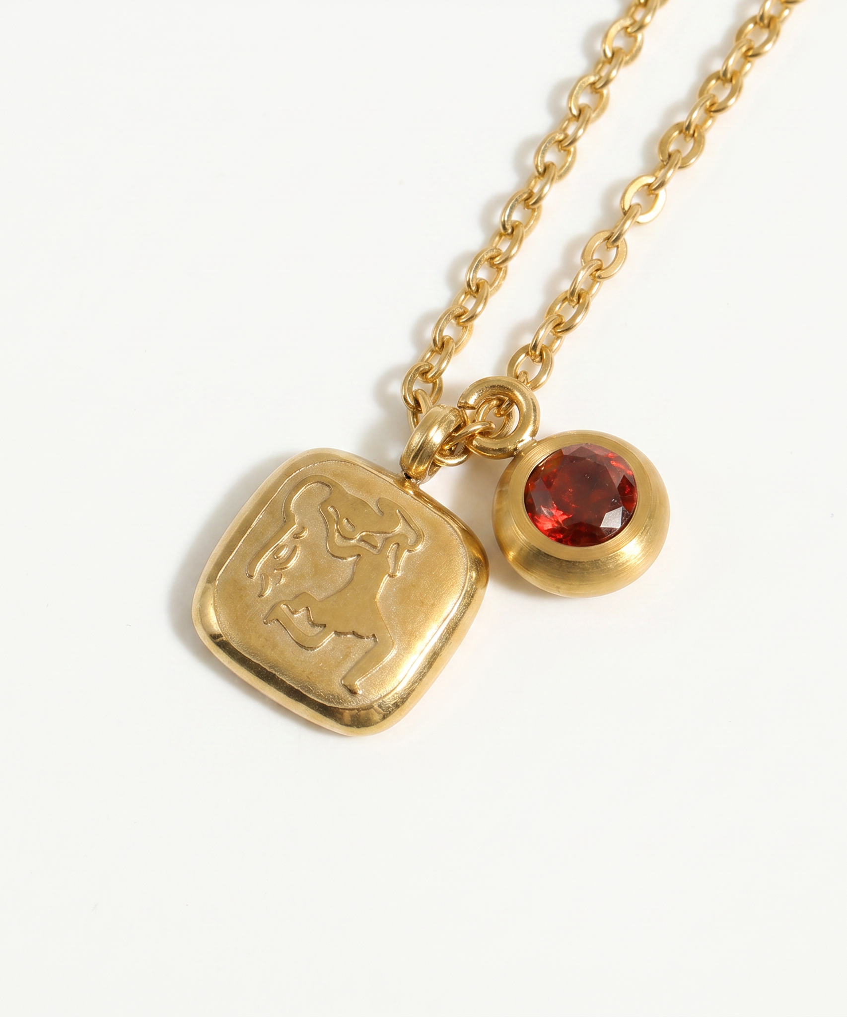 Squircle Constellation Zodiac Birthstone Necklace