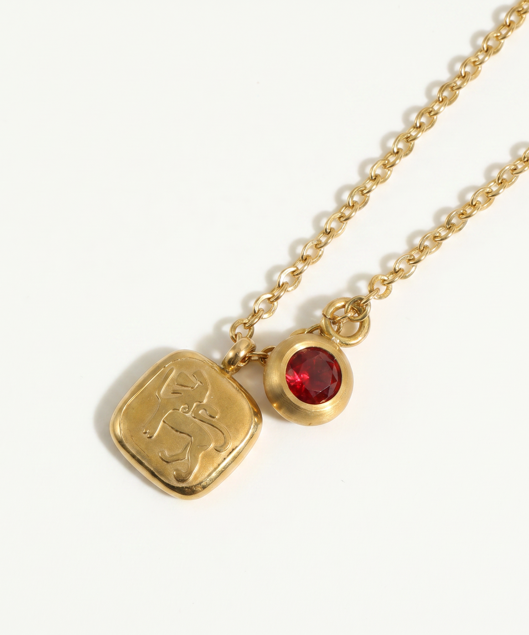 Squircle Constellation Zodiac Birthstone Necklace