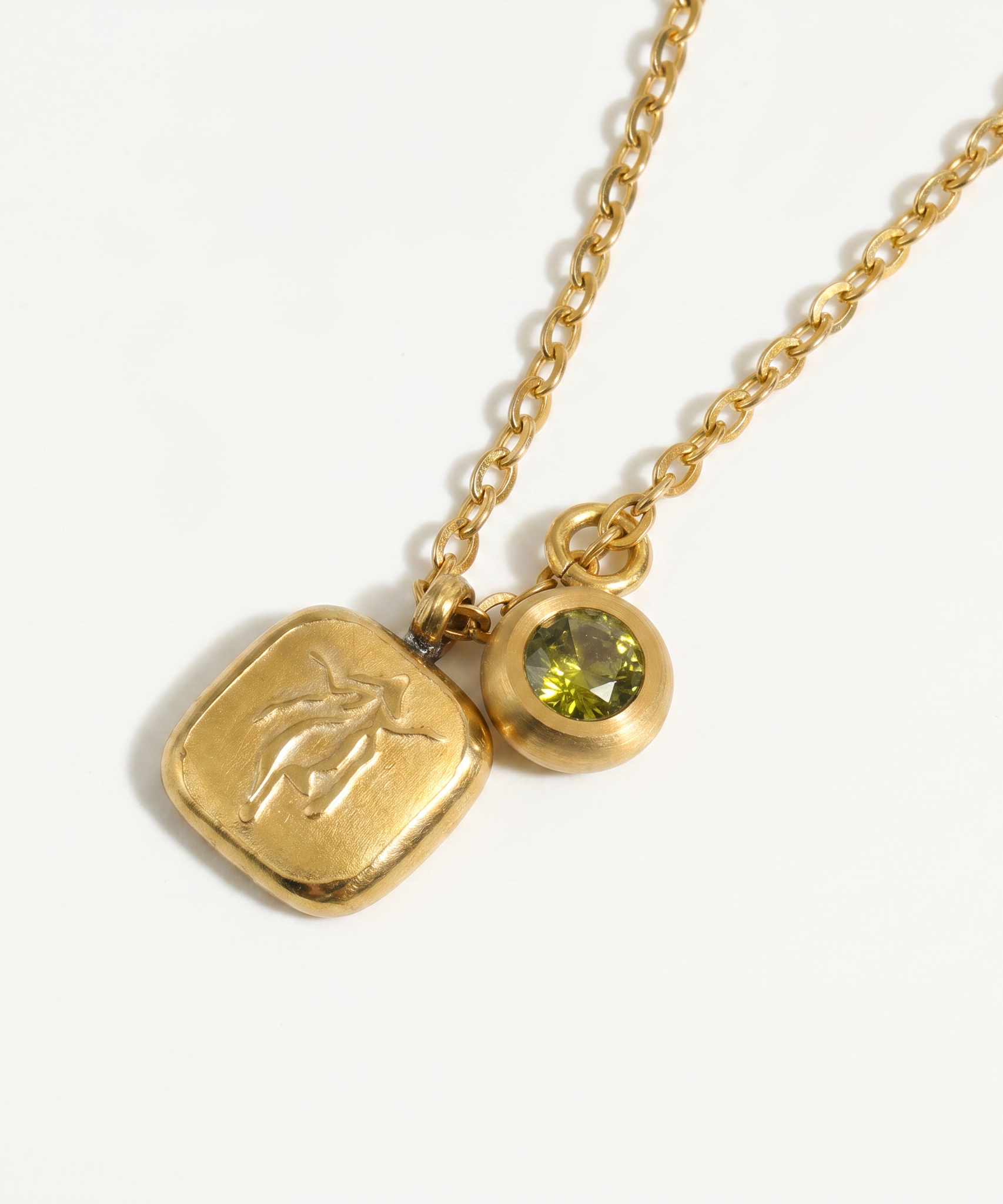 Squircle Constellation Zodiac Birthstone Necklace