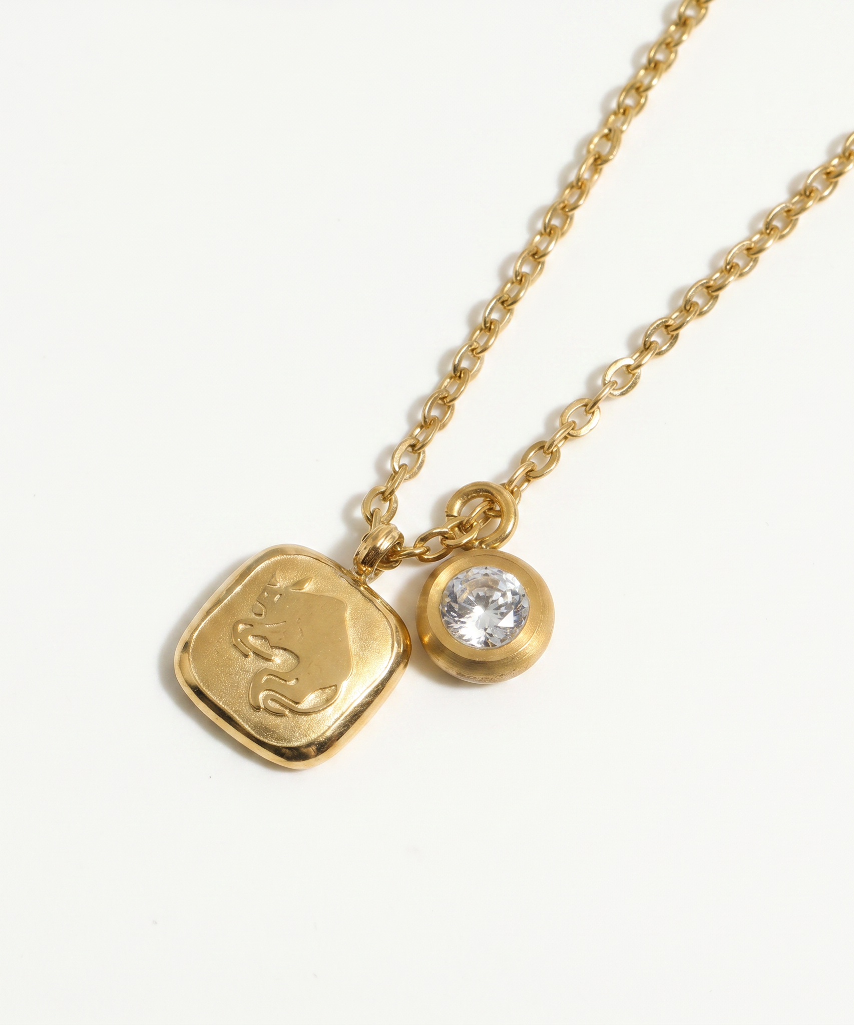Squircle Constellation Zodiac Birthstone Necklace