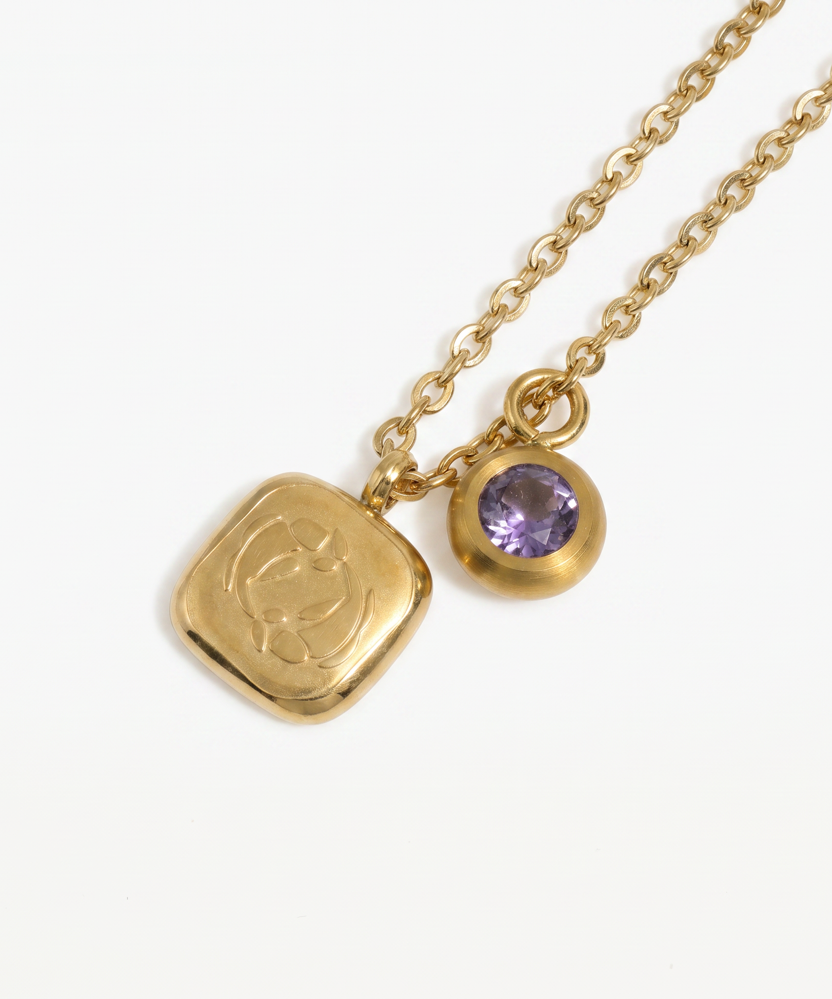 Squircle Constellation Zodiac Birthstone Necklace
