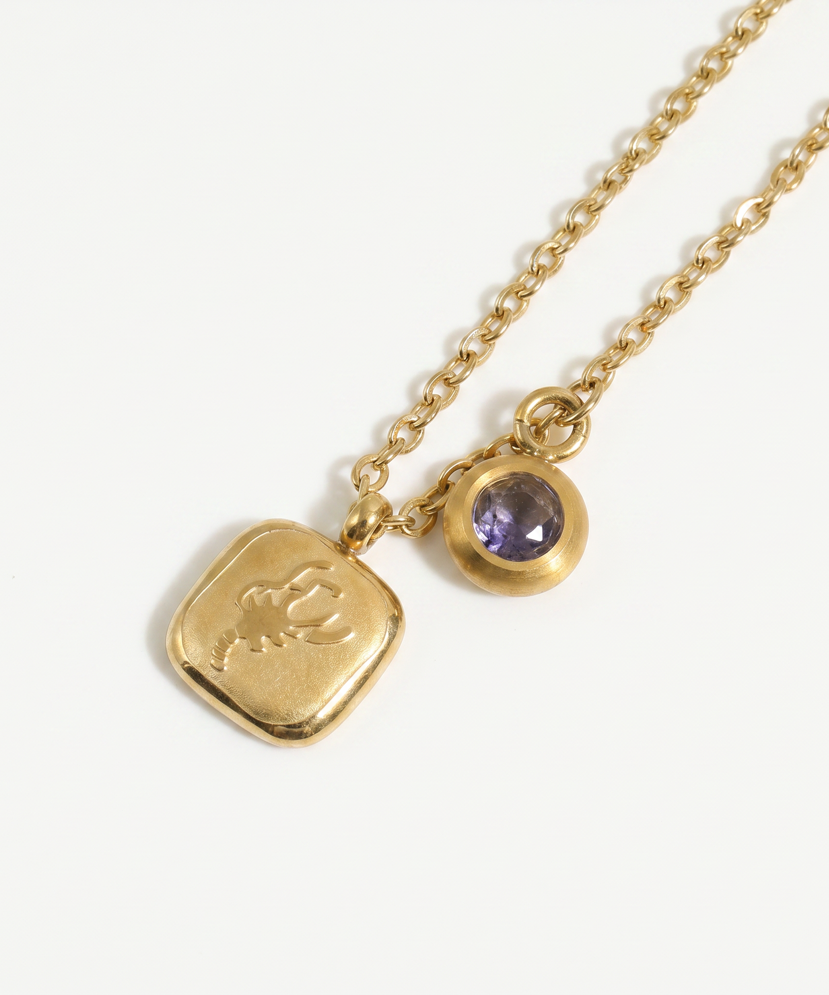 Squircle Constellation Zodiac Birthstone Necklace