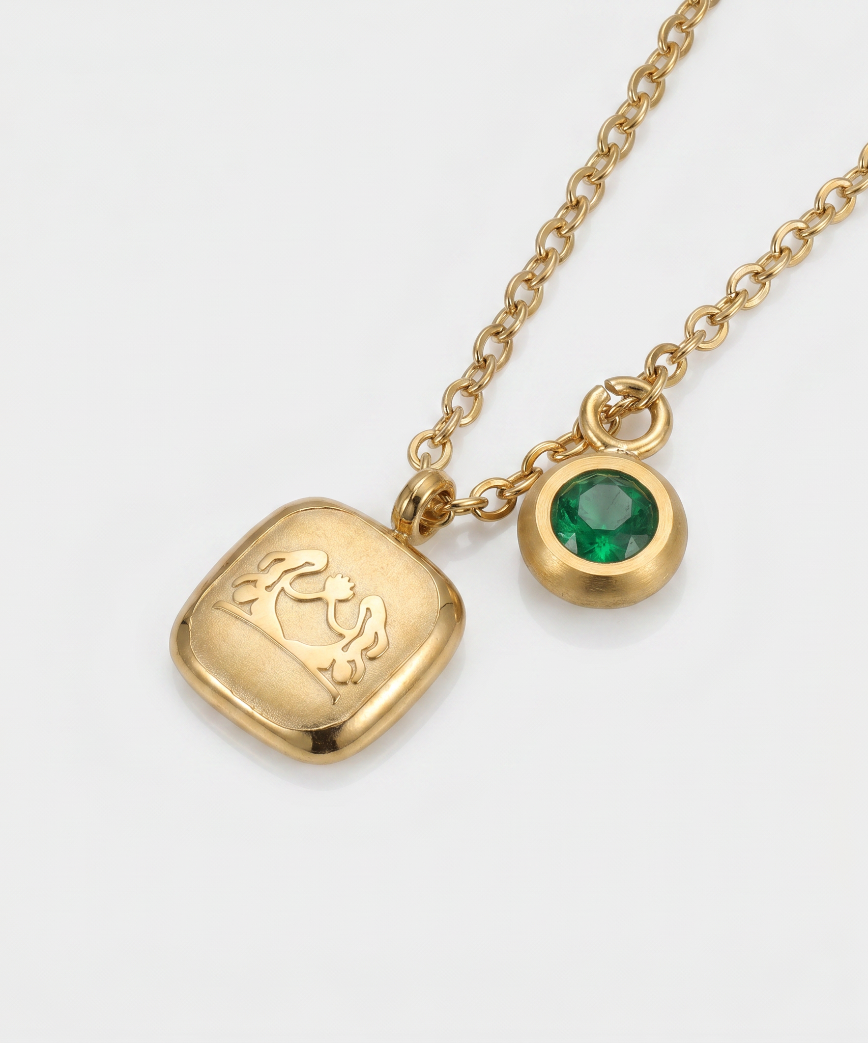 Squircle Constellation Zodiac Birthstone Necklace