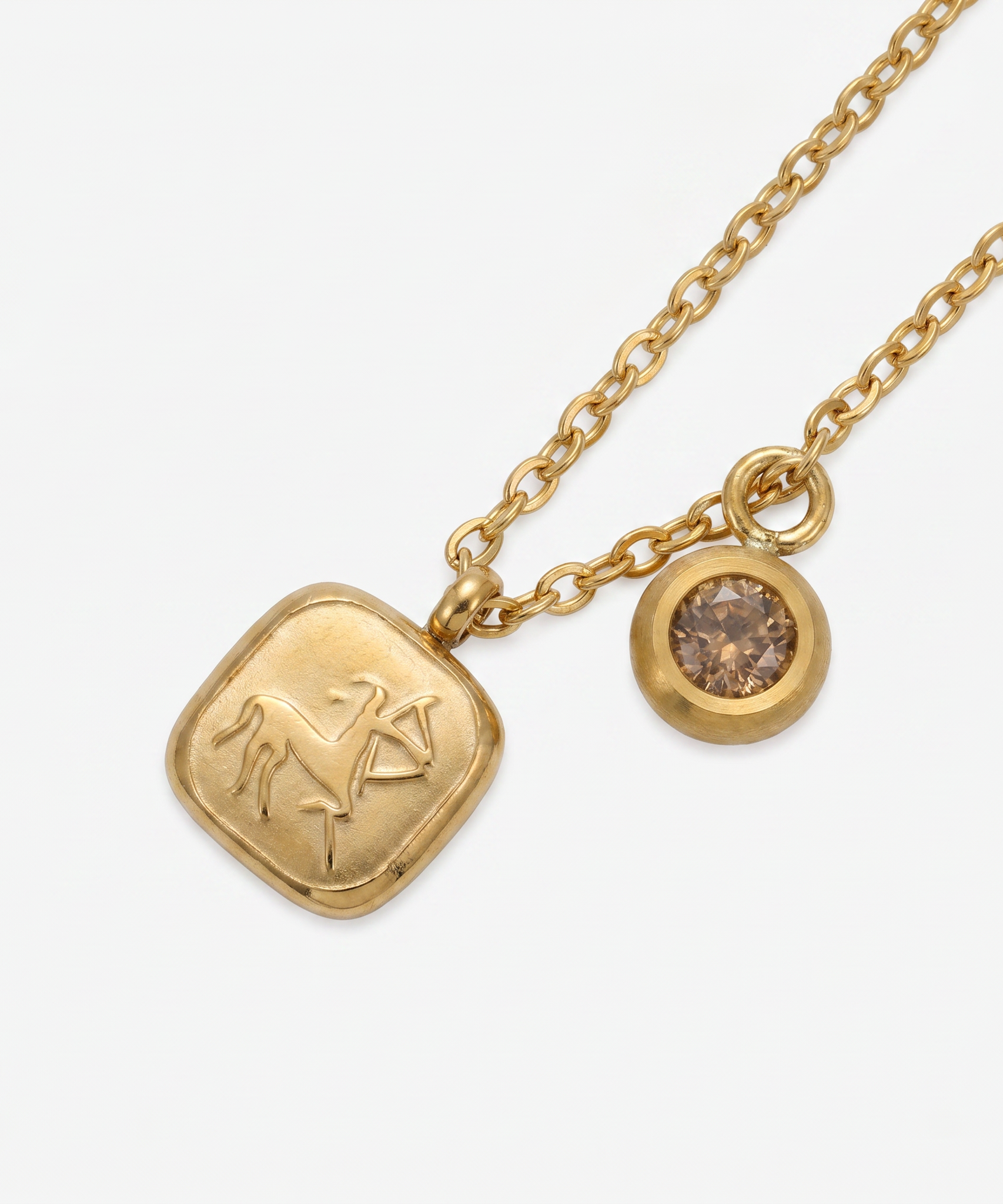 Squircle Constellation Zodiac Birthstone Necklace