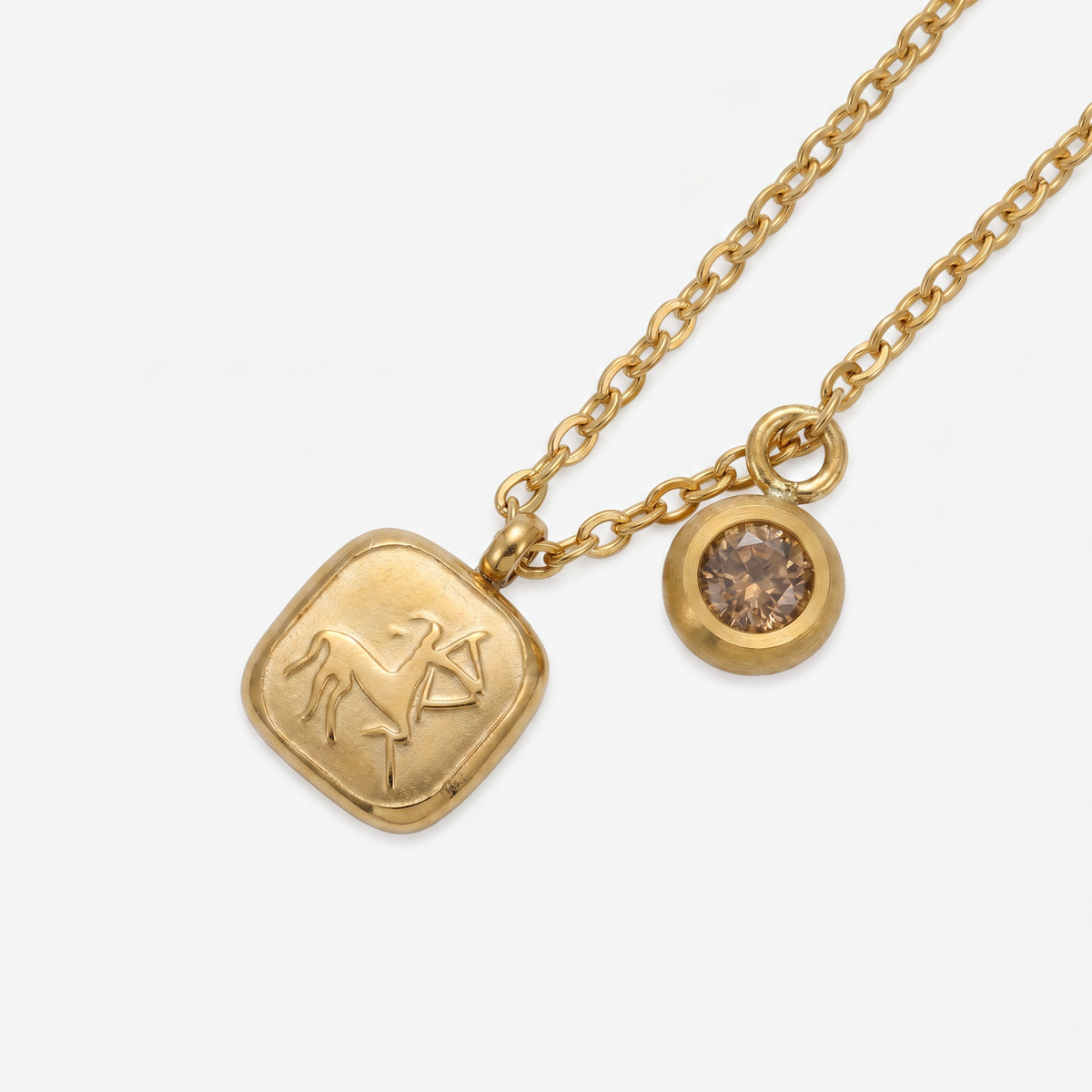 Squircle Constellation Zodiac Birthstone Necklace