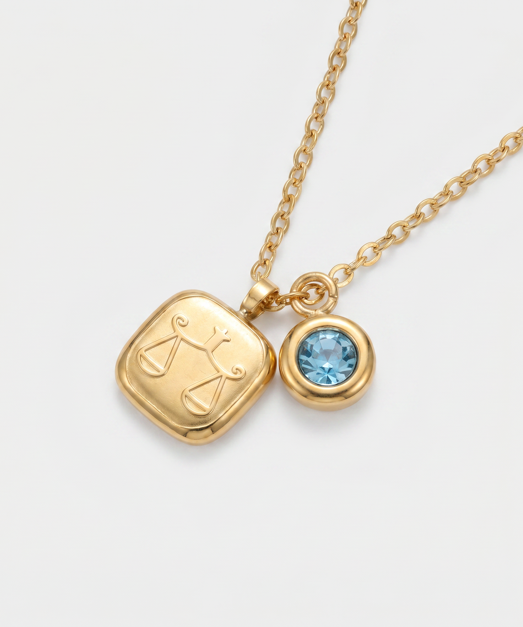 Squircle Constellation Zodiac Birthstone Necklace