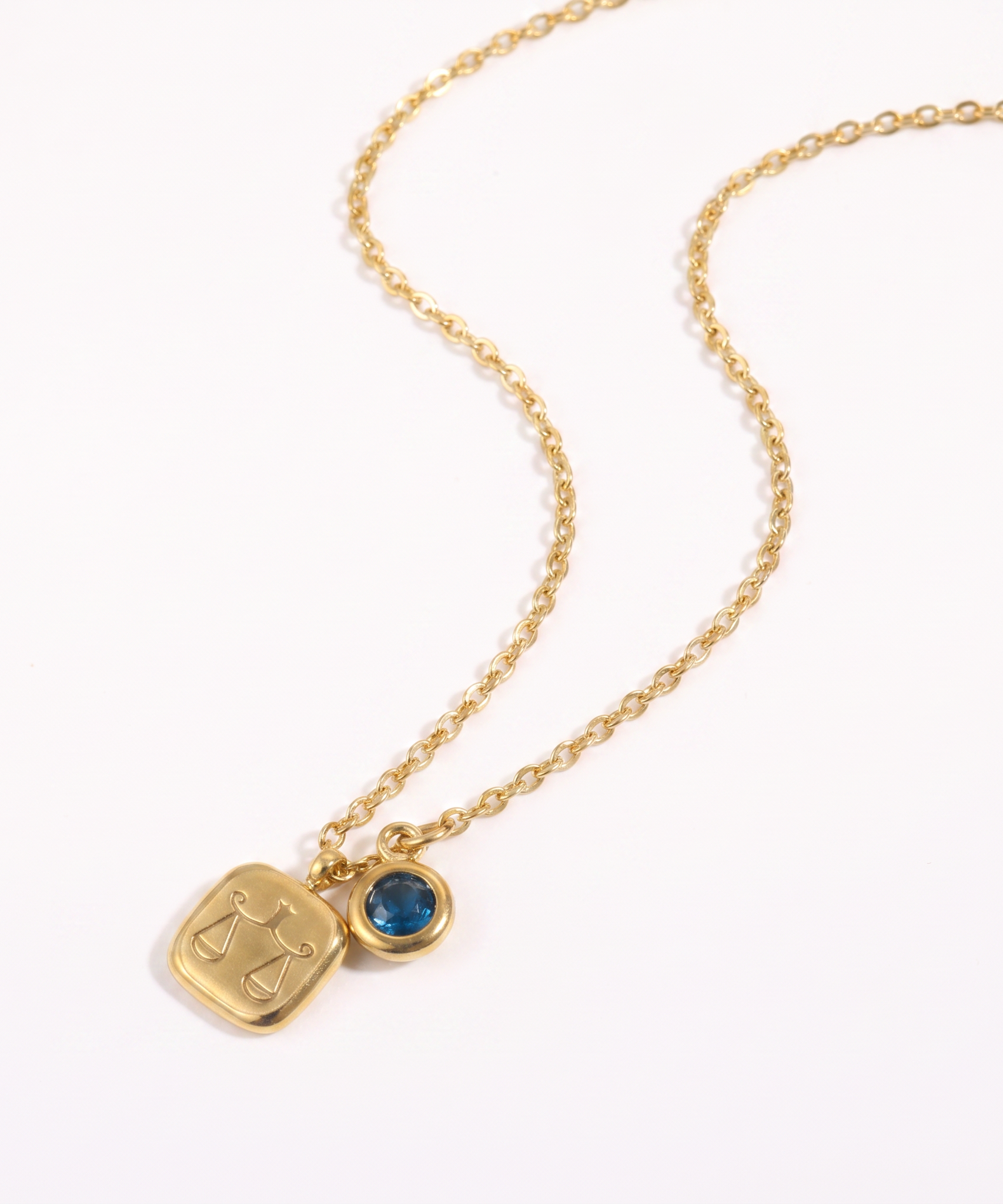 Squircle Constellation Zodiac Birthstone Necklace