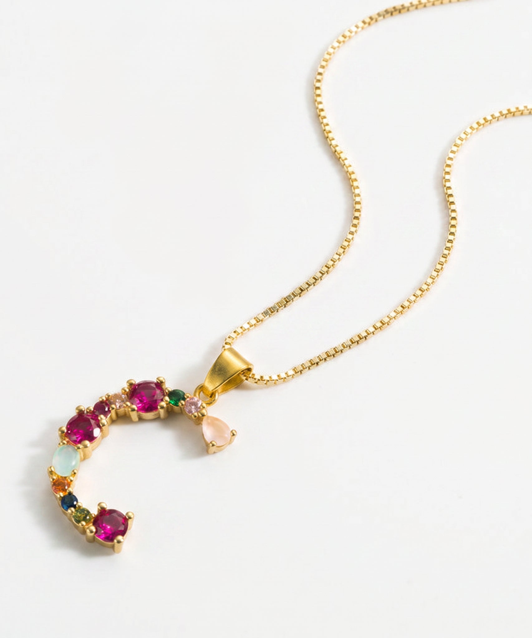 Decorated Gemstone Initial Letter Necklace