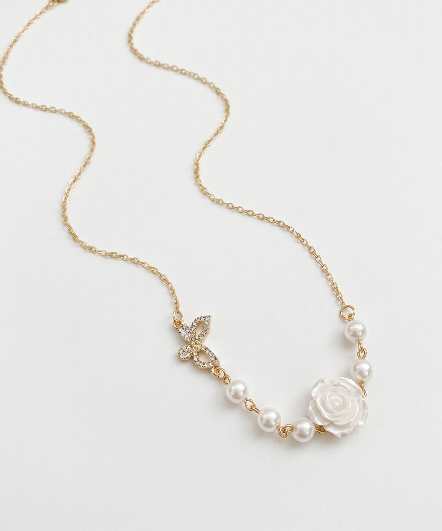 Vintage Rose Flower Necklace Clavicle Chain Necklace