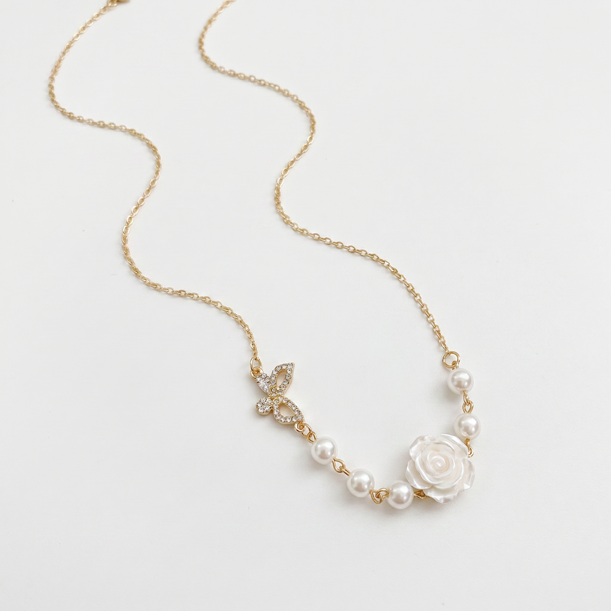 Vintage Rose Flower Necklace Clavicle Chain Necklace